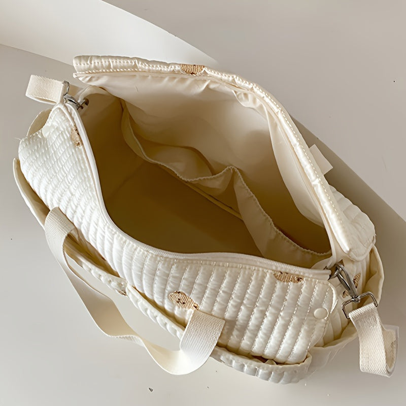 Large Quilted Diaper Bag with Stroller Straps and Changing Mat for Women