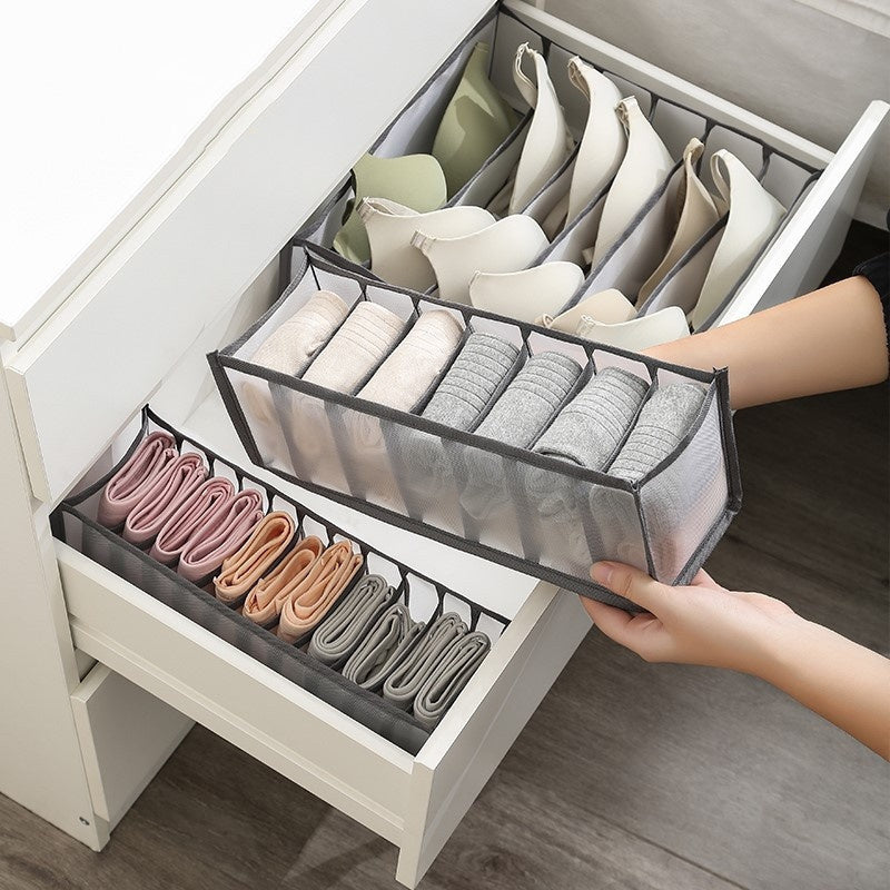 Mesh 6-Compartment Underwear and Sock Organizer for Bedroom Dorm Wardrobe