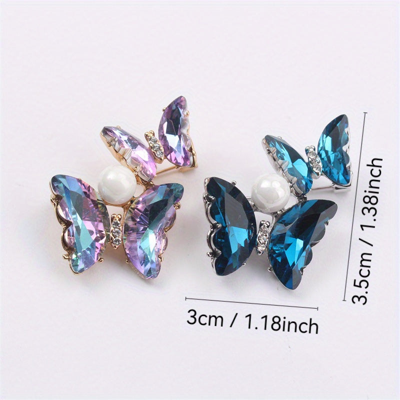 Kuyovlar uchun shisha va marjon bilan bezatilgan kapalak brosh pin kiyimlar, sumkalar, shlyapa va zargarlik uchun