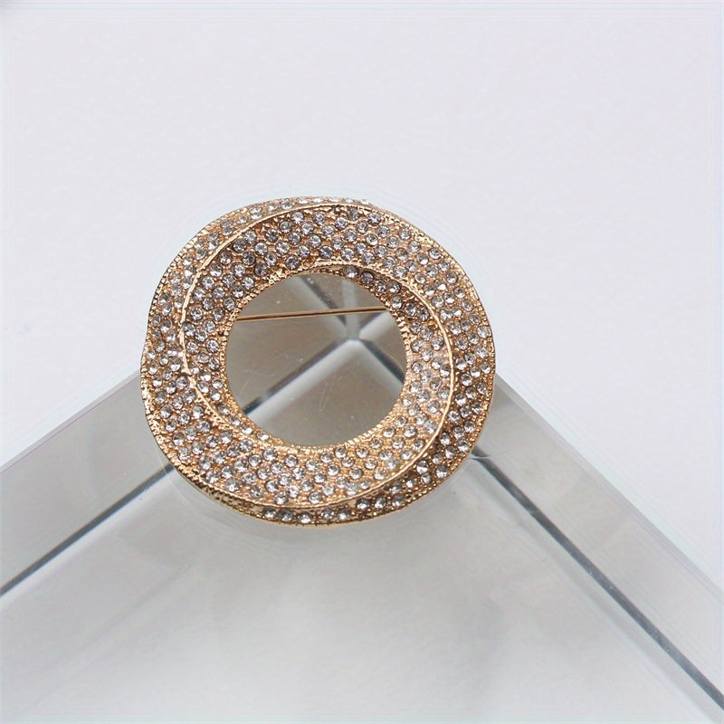 Elegant Geometric Bird's Nest Brooch Rhinestone Enamel Alloy Pin for Women