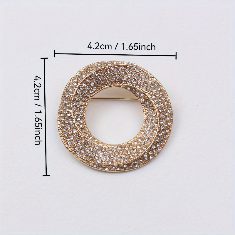 Elegant Geometric Bird's Nest Brooch Rhinestone Enamel Alloy Pin for Women