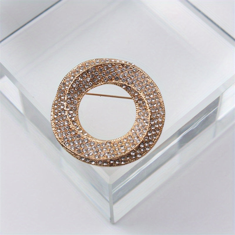 Elegant Geometric Bird's Nest Brooch Rhinestone Enamel Alloy Pin for Women