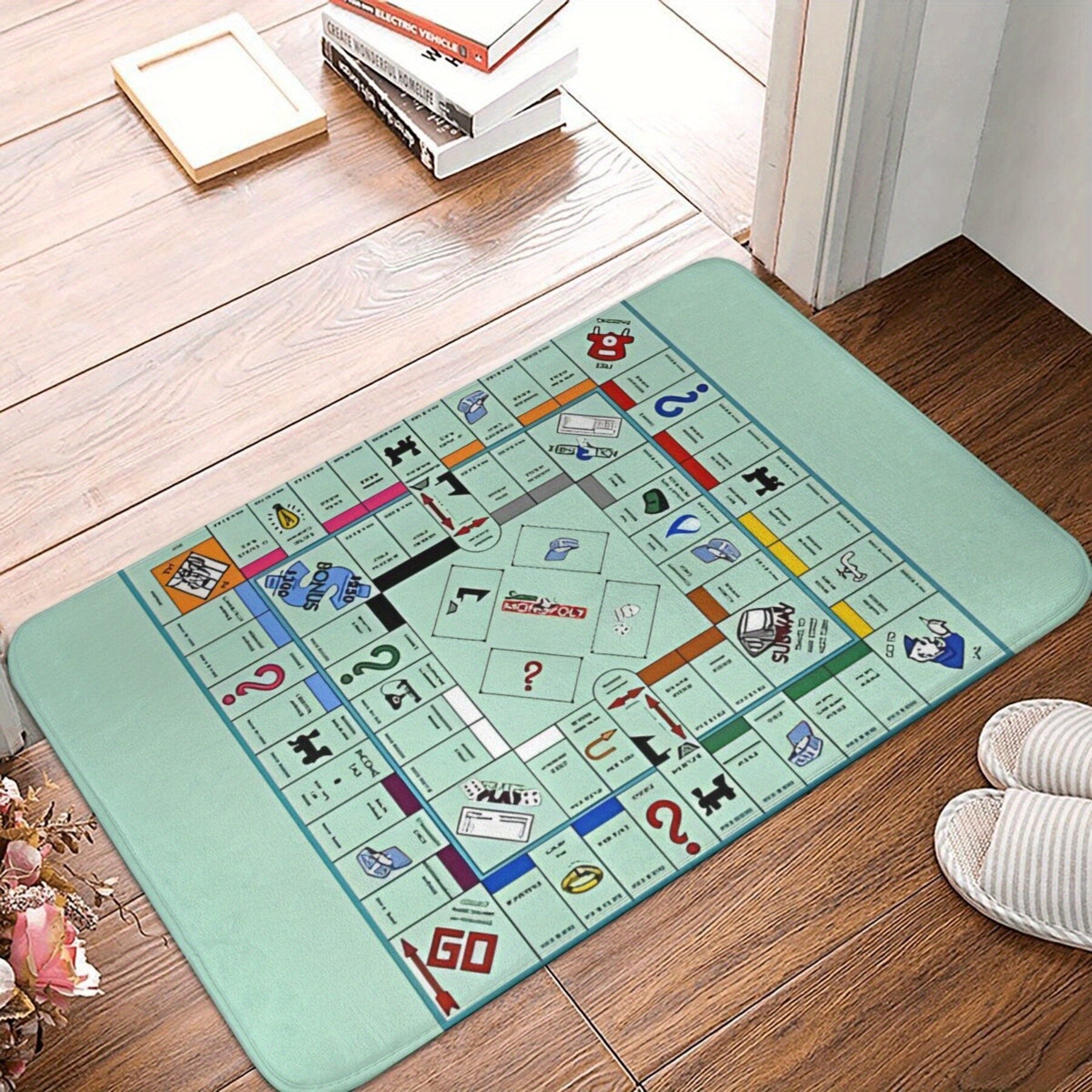 Anti-Slip Board Game Doormat Polyester Rug for Living Room Bedroom Hallway
