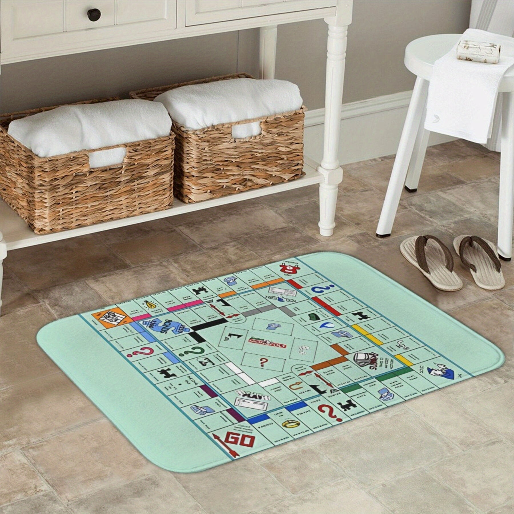 Anti-Slip Board Game Doormat Polyester Rug for Living Room Bedroom Hallway