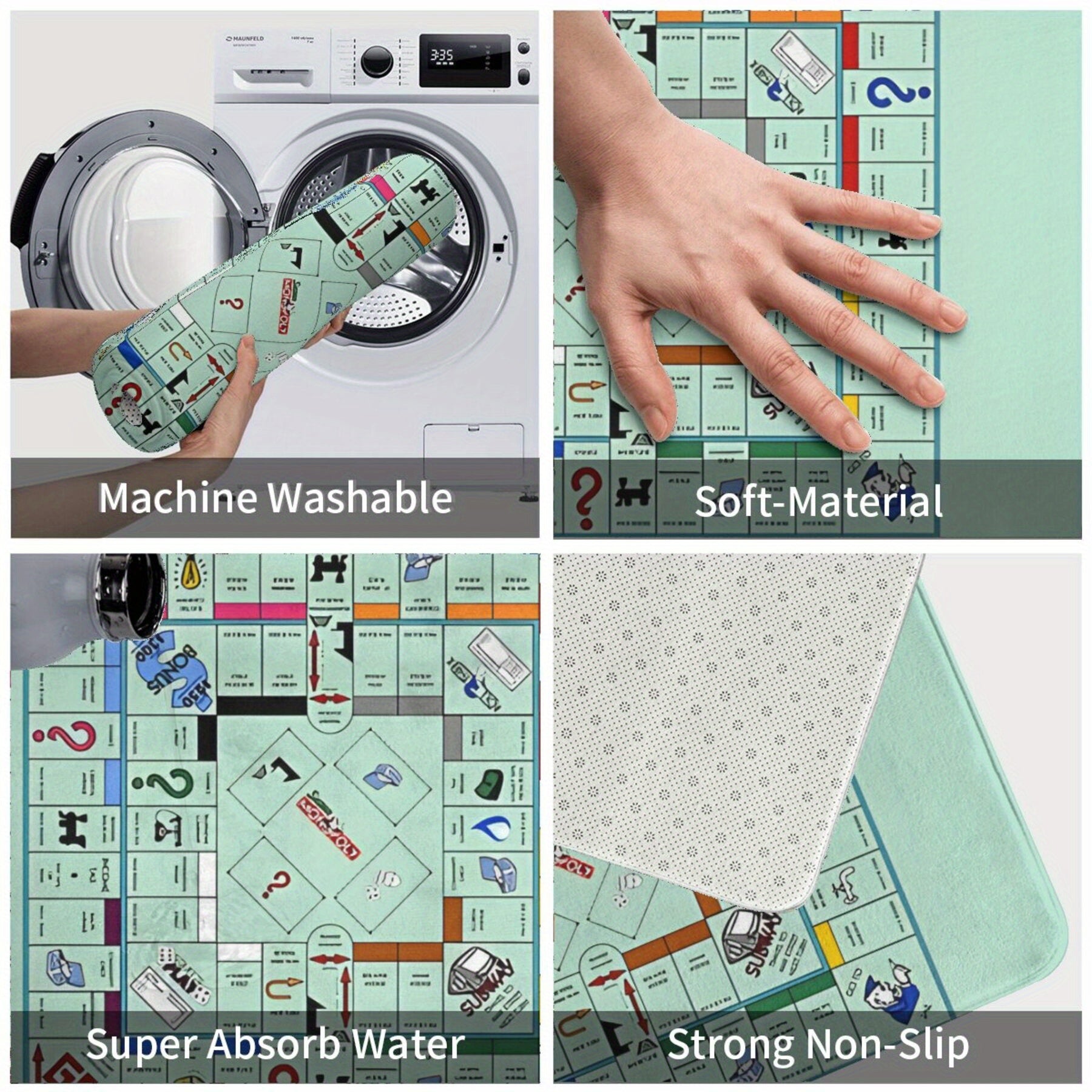 Anti-Slip Board Game Doormat Polyester Rug for Living Room Bedroom Hallway