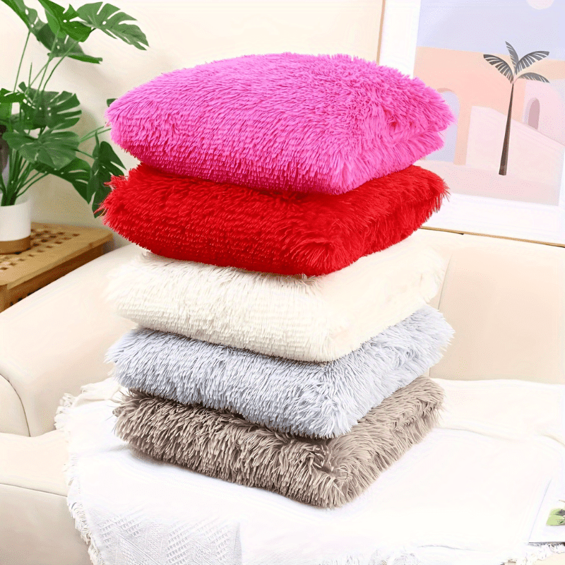 Colorful Faux Fur Throw Pillow 45X45Cm Soft Polyester Cushion for Living Room
