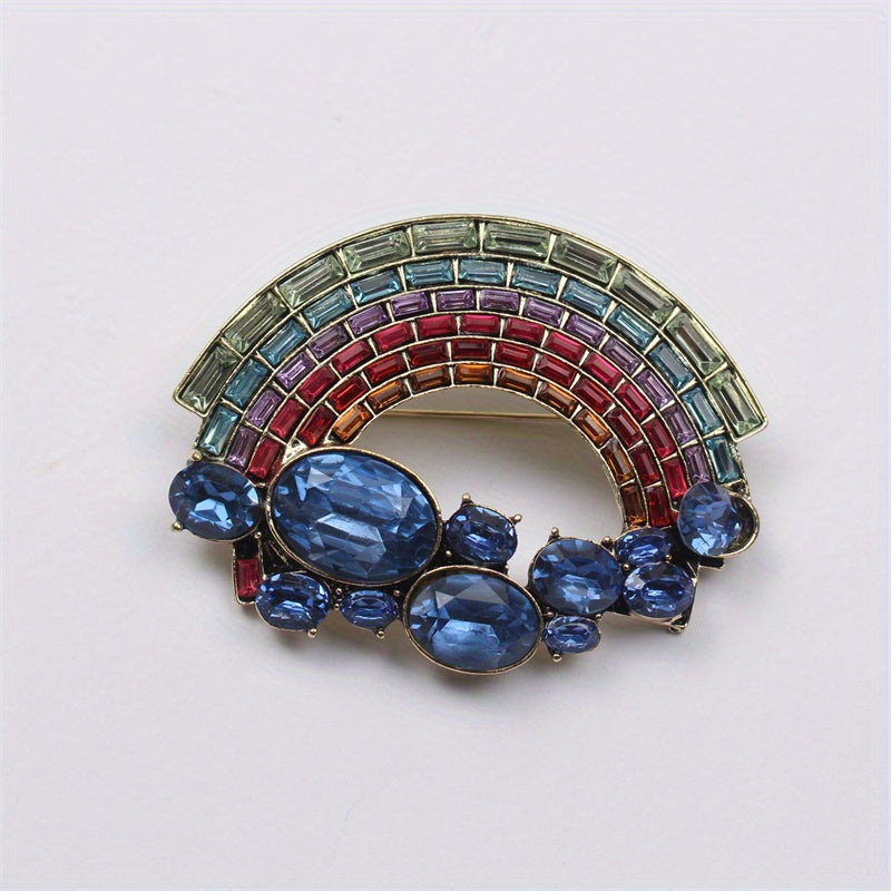 Rainbow Rhinestone Brooch Cloud Pin for Jackets Bags Hats Gift