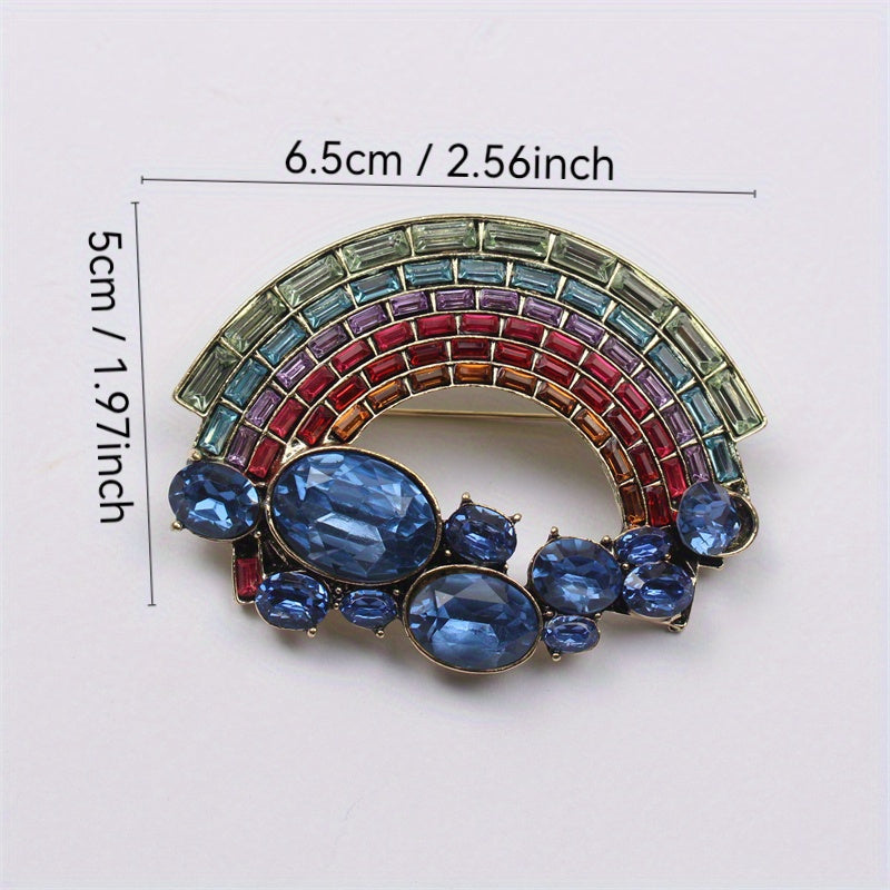 Rainbow Rhinestone Brooch Cloud Pin for Jackets Bags Hats Gift