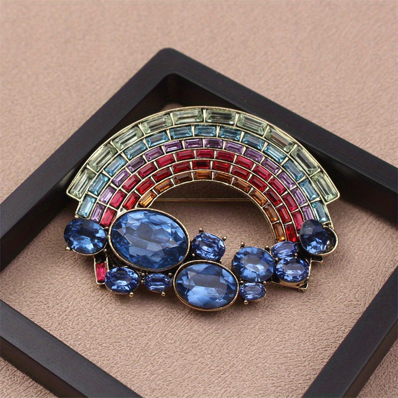 Rainbow Rhinestone Brooch Cloud Pin for Jackets Bags Hats Gift