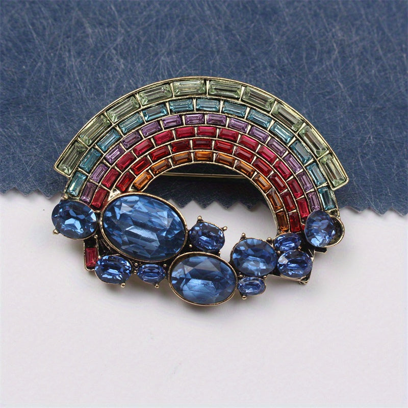Rainbow Rhinestone Brooch Cloud Pin for Jackets Bags Hats Gift