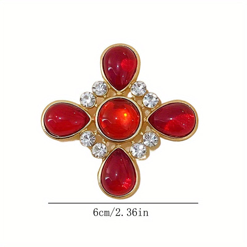 "Vintage Rhinestone Brooch Pin G'arbiy Xoch Dizayni, Shisha Marvaridlar va Noaniq Shakllar bilan bezatilgan, Hashamatli va Nafis Saroydan ilhomlangan Ko'rinish uchun"