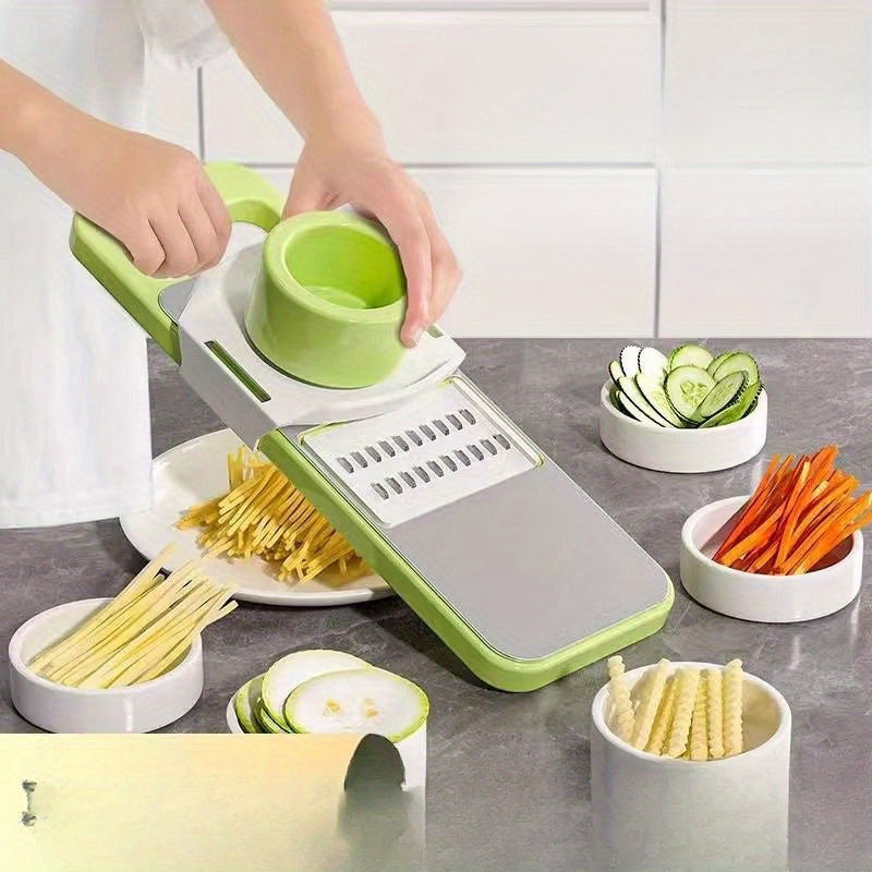 Handheld Mandoline Slicer Set with Stainless Steel Blades for Vegetable Julienne and Cheese Grating