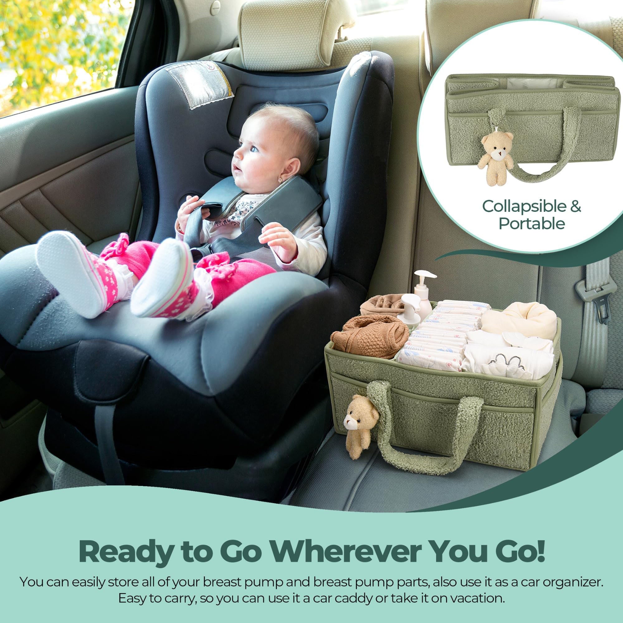 Ko'p funksiyali pampers caddy tashkilotchisi - O'zgarish stoli uchun ajoyib, bolalar saqlash qutisi, tozalash uskunasi tutqichi bilan, ideal chaqaloq to'y sovg'asi, qulay bolalar xonasi va avtomobil aksessuar.