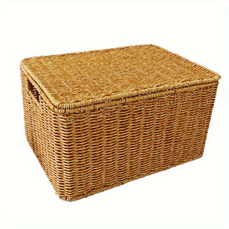 Rattan Storage Baskets with Lids for Home Office Bedroom Kitchen Toys Snacks
