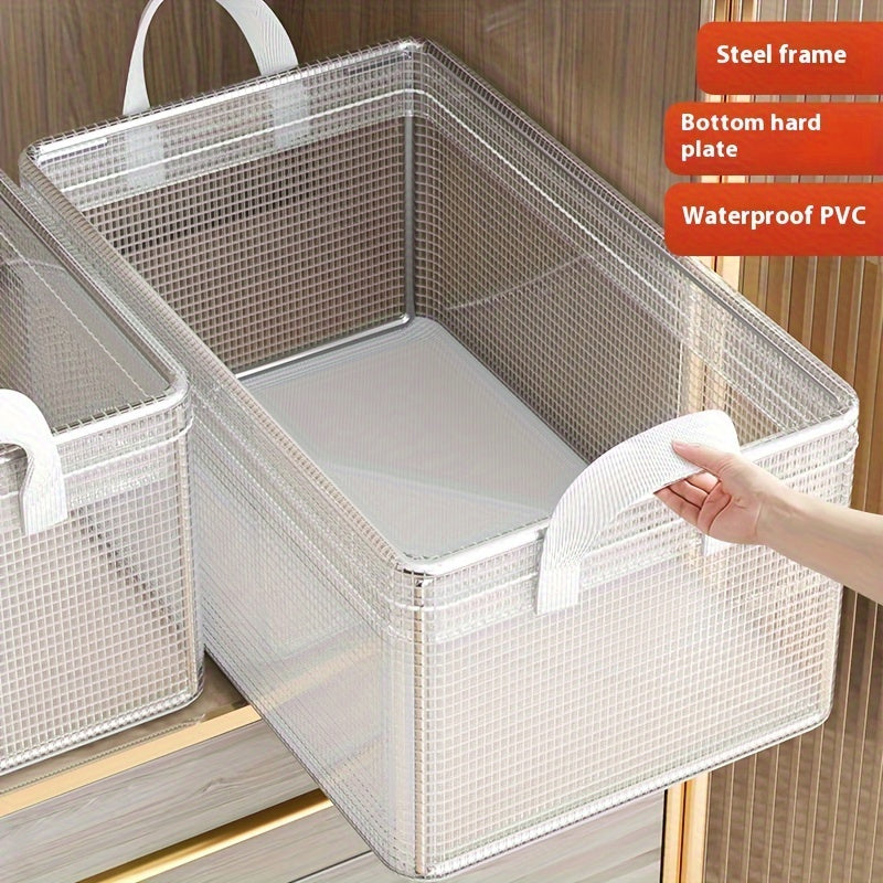 Foldable Clothes Organizer with Steel Frame Multi-Compartment Storage Box for Closet and Dorm