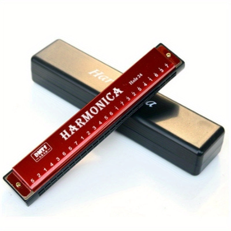 24-Hole Copper Core Harmonica for Adults Beginner Portable Music Instrument