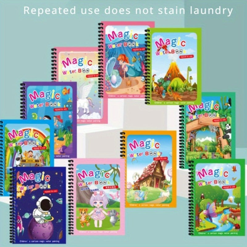 Water Painting Book for Kids Ages 3 Plus with Doodle and Coloring Pages in Mixed Colors