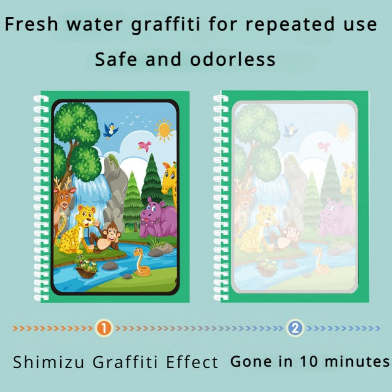 Water Painting Book for Kids Ages 3 Plus with Doodle and Coloring Pages in Mixed Colors