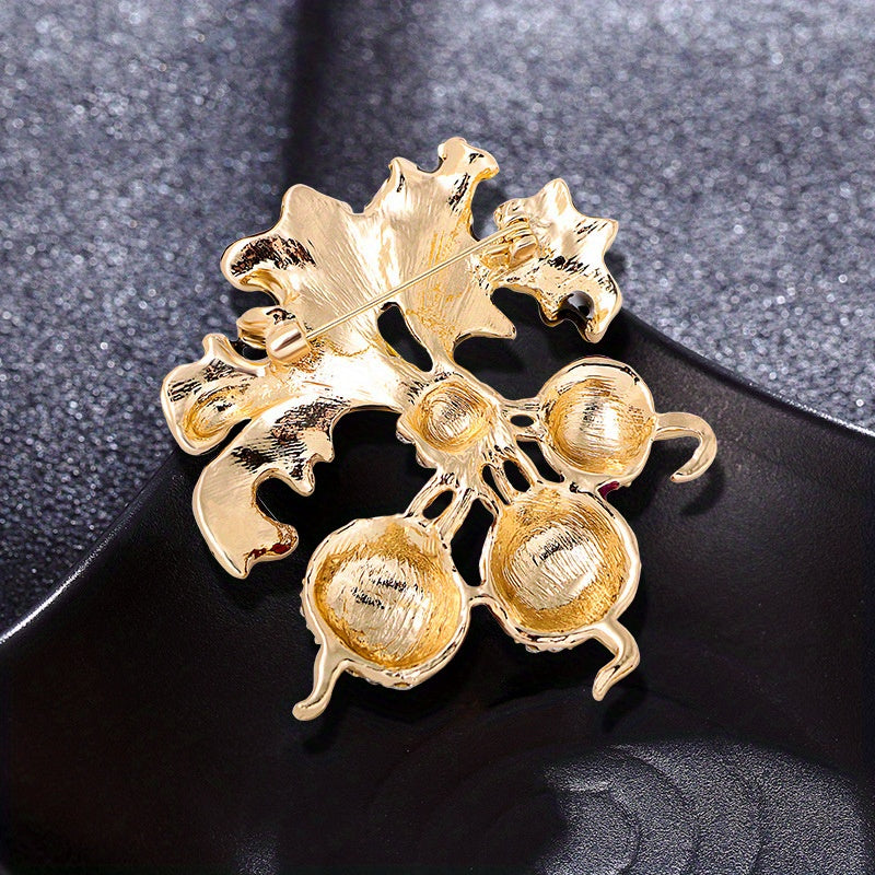 Retro Radish Enamel Pin with Rhinestones Botanical Quirky Accessory