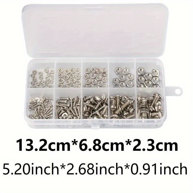 320 Piece Stainless Steel Hex Nut and Bolt Assortment Kit M2-M5
