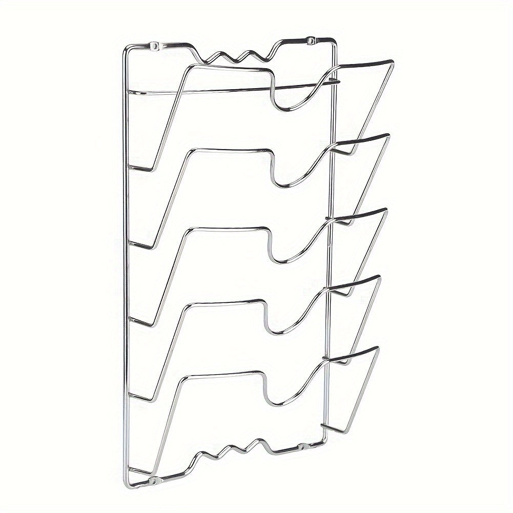 Wall-Mounted Multi-Tier Iron Pot Lid Holder for Kitchen Cabinet Storage