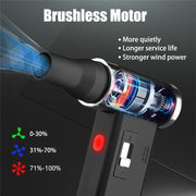 Sopla polvo recargable con pantalla digital, boquilla desmontable, operación silenciosa