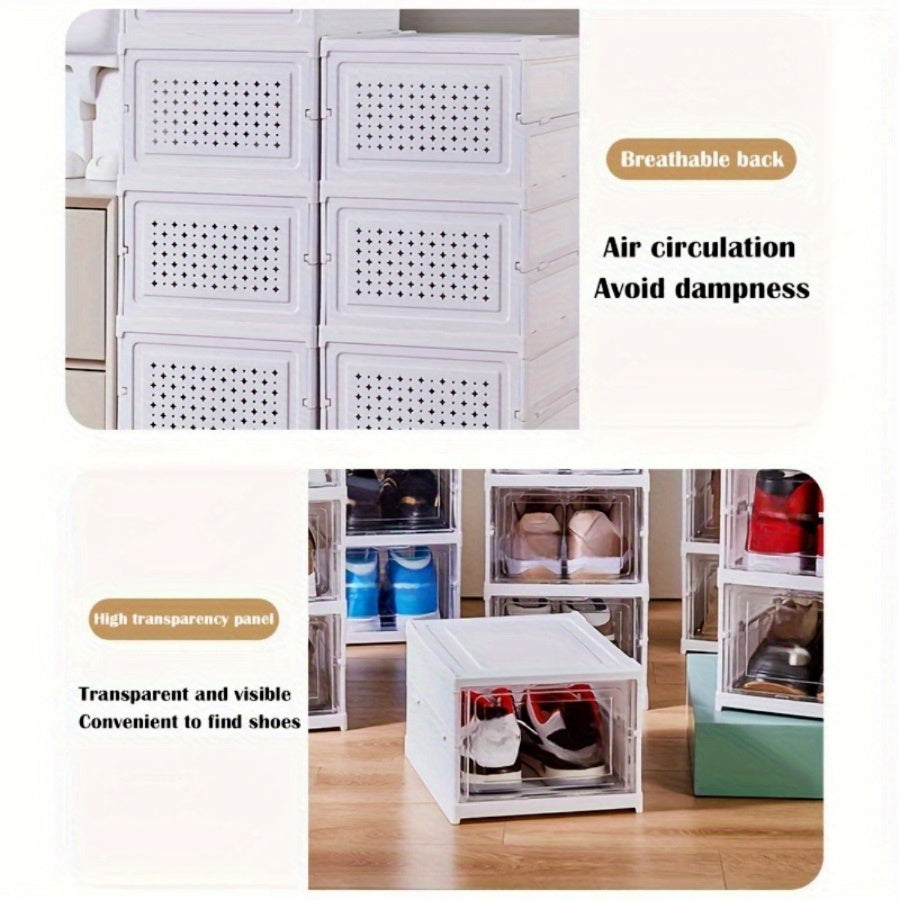 Прозрачный органайзер для обуви на 3/6 слоев, пылезащитный и складной, подходит для хранения кроссовок, ботинок и аксессуаров.