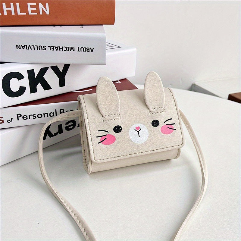 Cute Bunny Mini Crossbody Bag Faux Leather Adjustable Strap Cartoon Coin Purse Shoulder Handbag in Various Colors