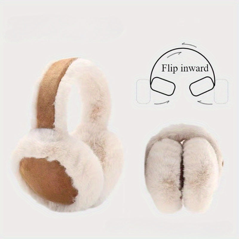 Women's Knit Earmuffs with Suede Plush Lining, Cold Resistant, Washable