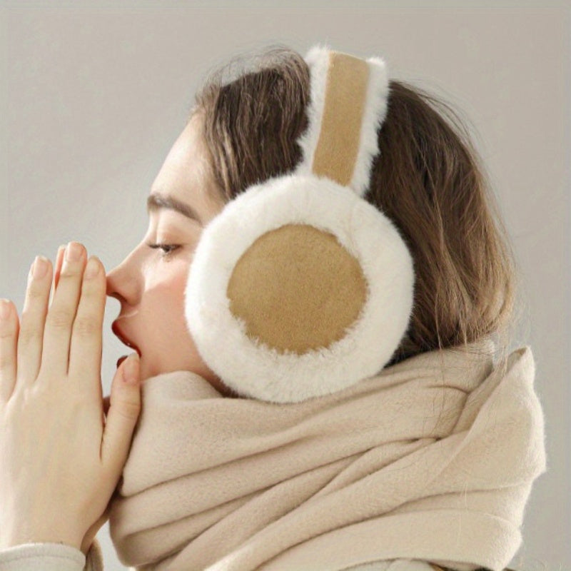Women's Knit Earmuffs with Suede Plush Lining, Cold Resistant, Washable