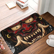 Silvery Oni Tattoo Style Doormat Non-slip Bath Mat for Balcony Entrance Rug