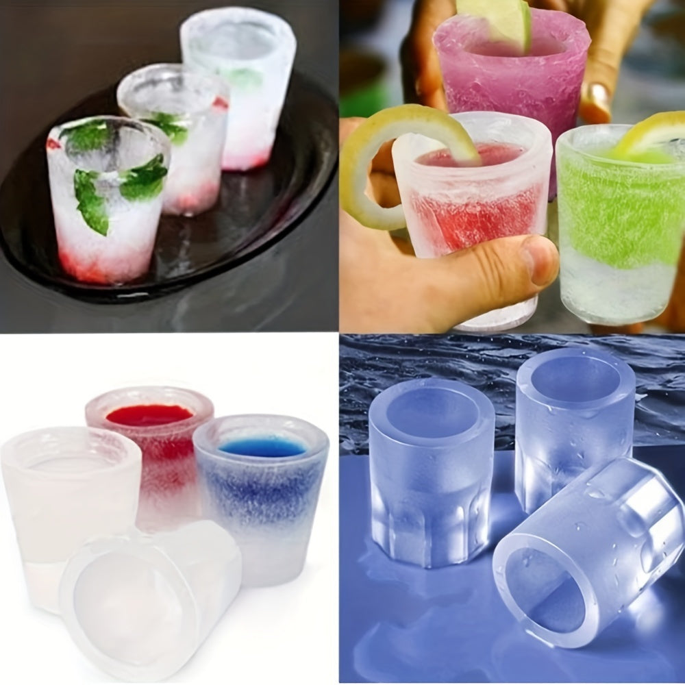 Silicone muz shakli plastinkasi, 4 bo'limli silindrsimon muz kubiklari, qayta ishlatiladigan muzlatgich