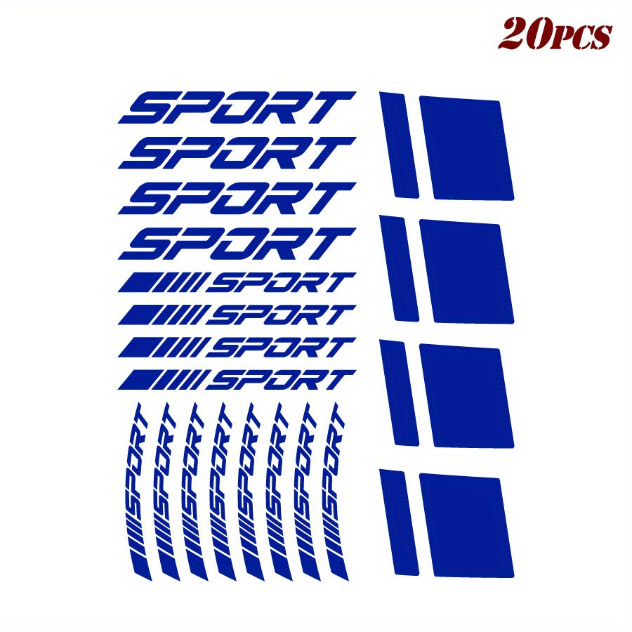 20 шт. отражающих виниловых наклеек на диски автомобиля, самоклеящиеся гоночные наклейки
