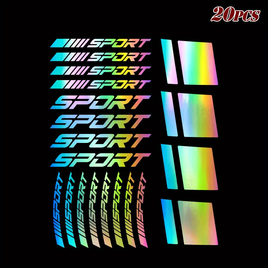 20 шт. отражающих виниловых наклеек на диски автомобиля, самоклеящиеся гоночные наклейки