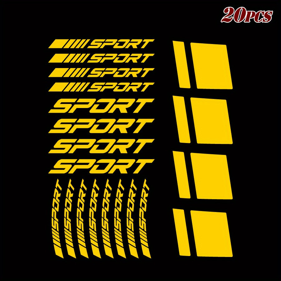 20 шт. отражающих виниловых наклеек на диски автомобиля, самоклеящиеся гоночные наклейки