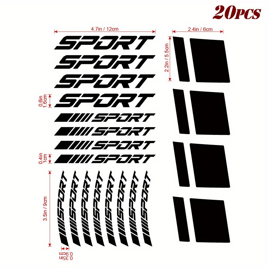 20 шт. отражающих виниловых наклеек на диски автомобиля, самоклеящиеся гоночные наклейки