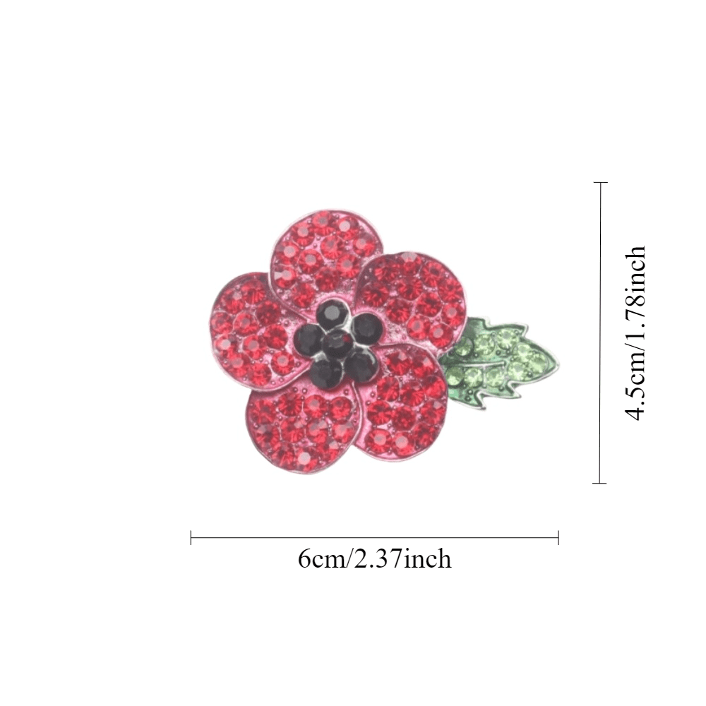 Red Flower Brooch with Diamonds for Women Coats Weddings Parties