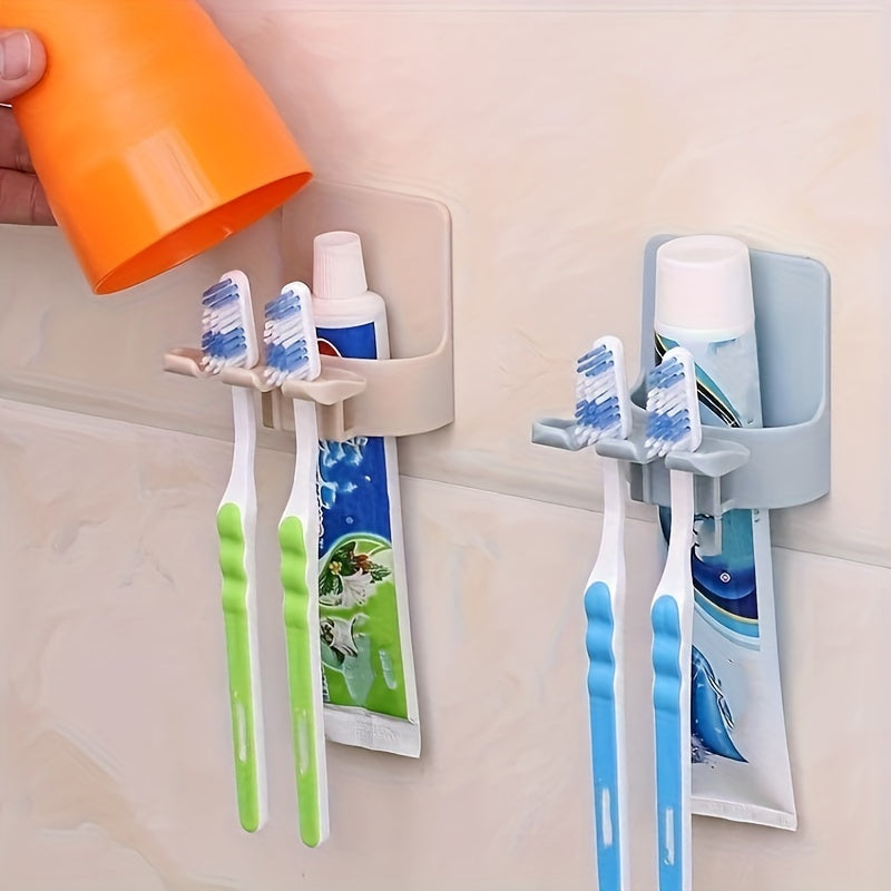 Wall-Mounted Toothbrush Holder No Drilling Plastic Space Saver