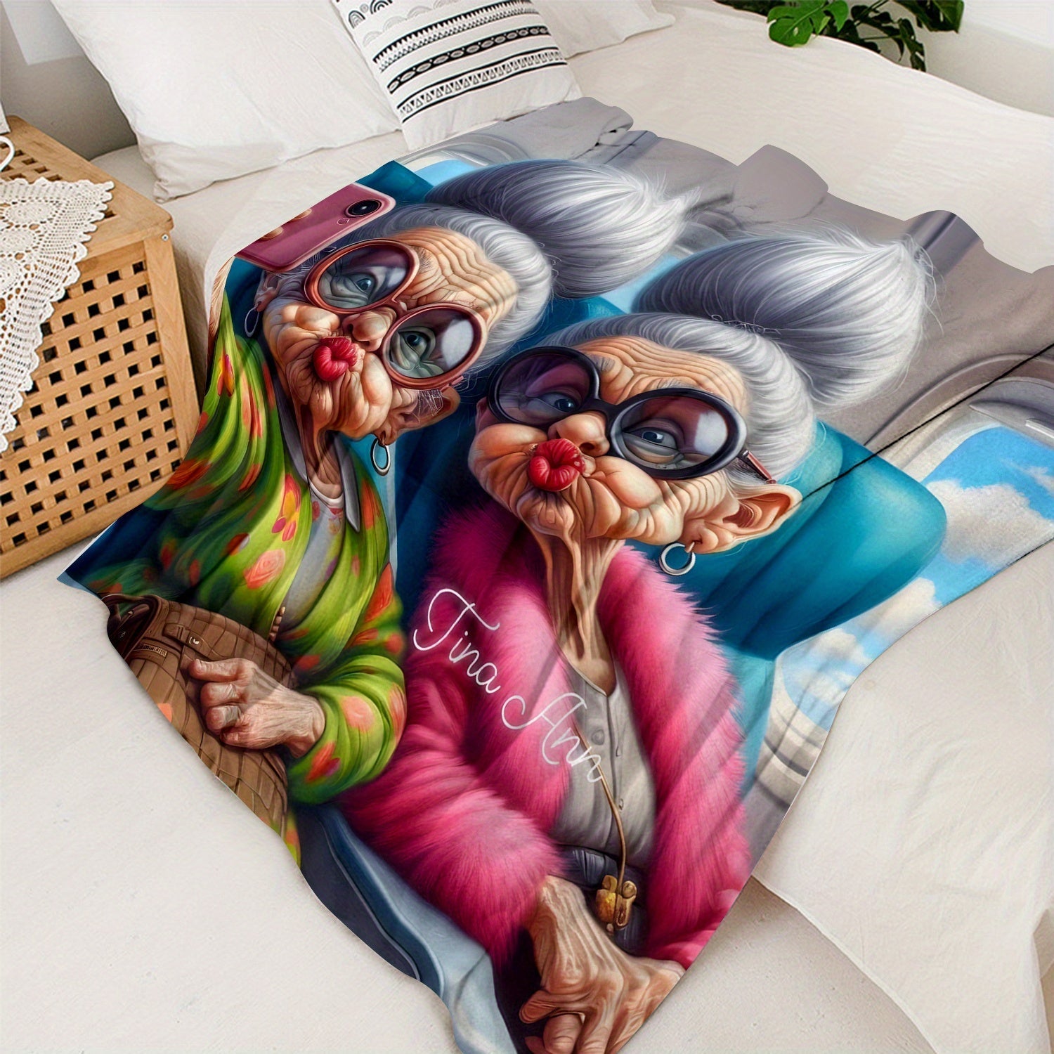 Modern Digital Print Flannel Throw Blanket Cozy Soft Lightweight for All Seasons