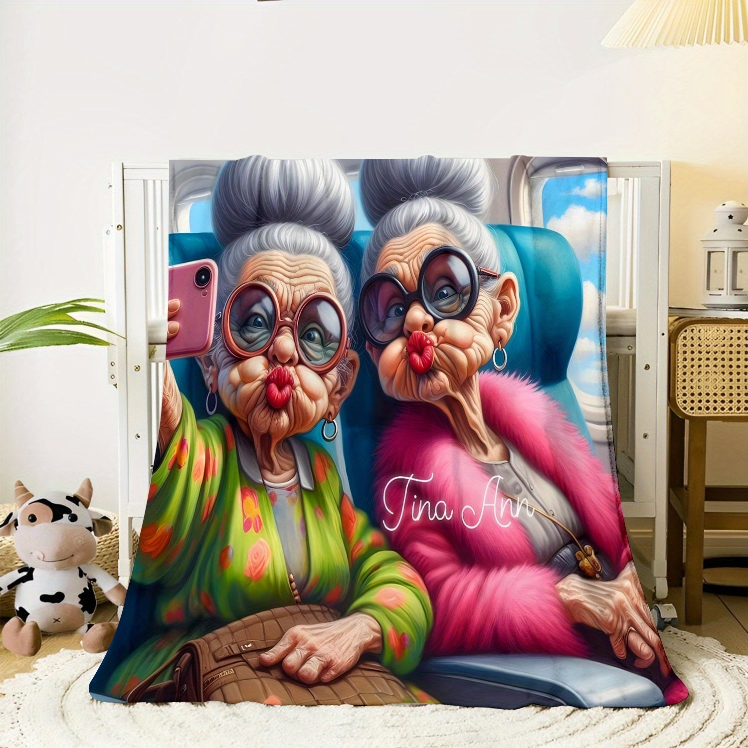 Modern Digital Print Flannel Throw Blanket Cozy Soft Lightweight for All Seasons