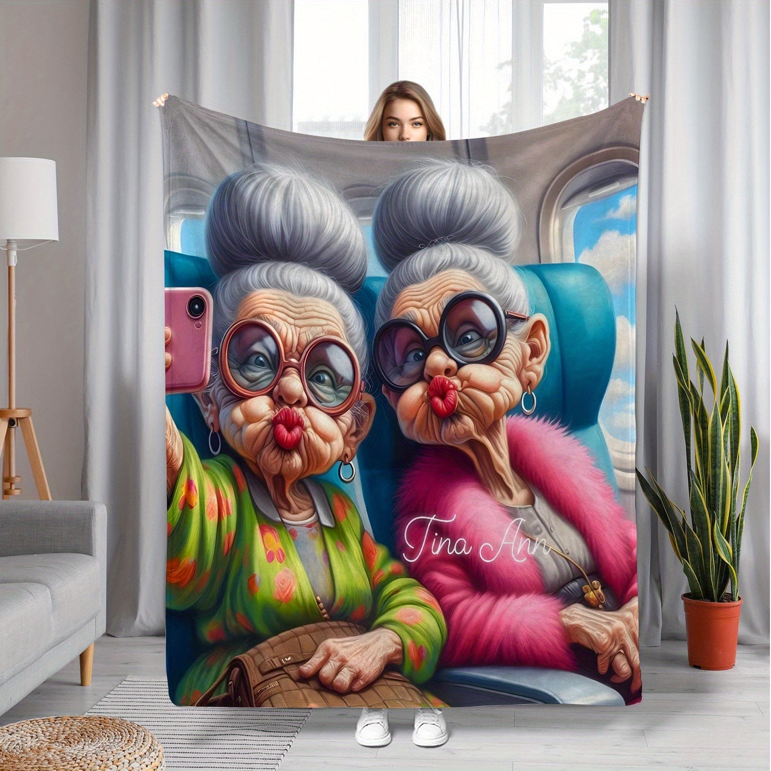 Modern Digital Print Flannel Throw Blanket Cozy Soft Lightweight for All Seasons