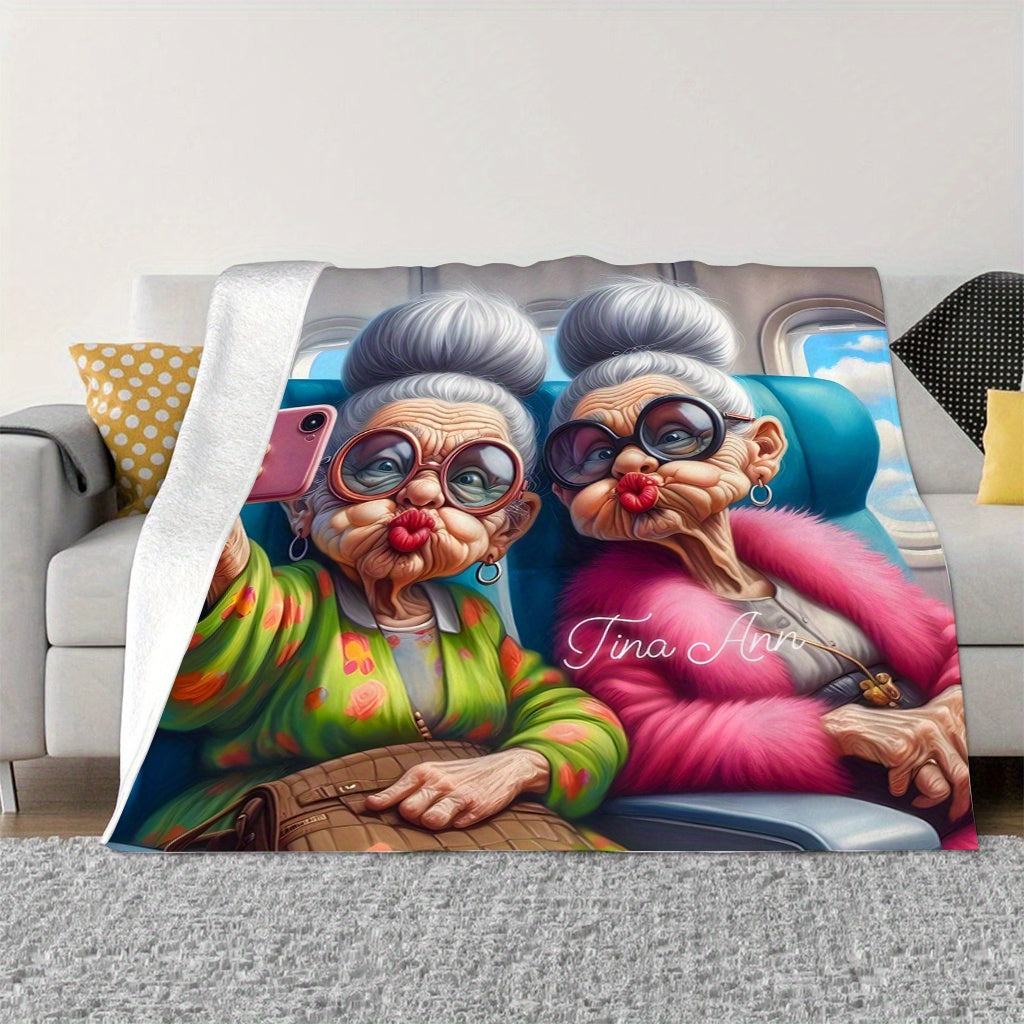 Modern Digital Print Flannel Throw Blanket Cozy Soft Lightweight for All Seasons