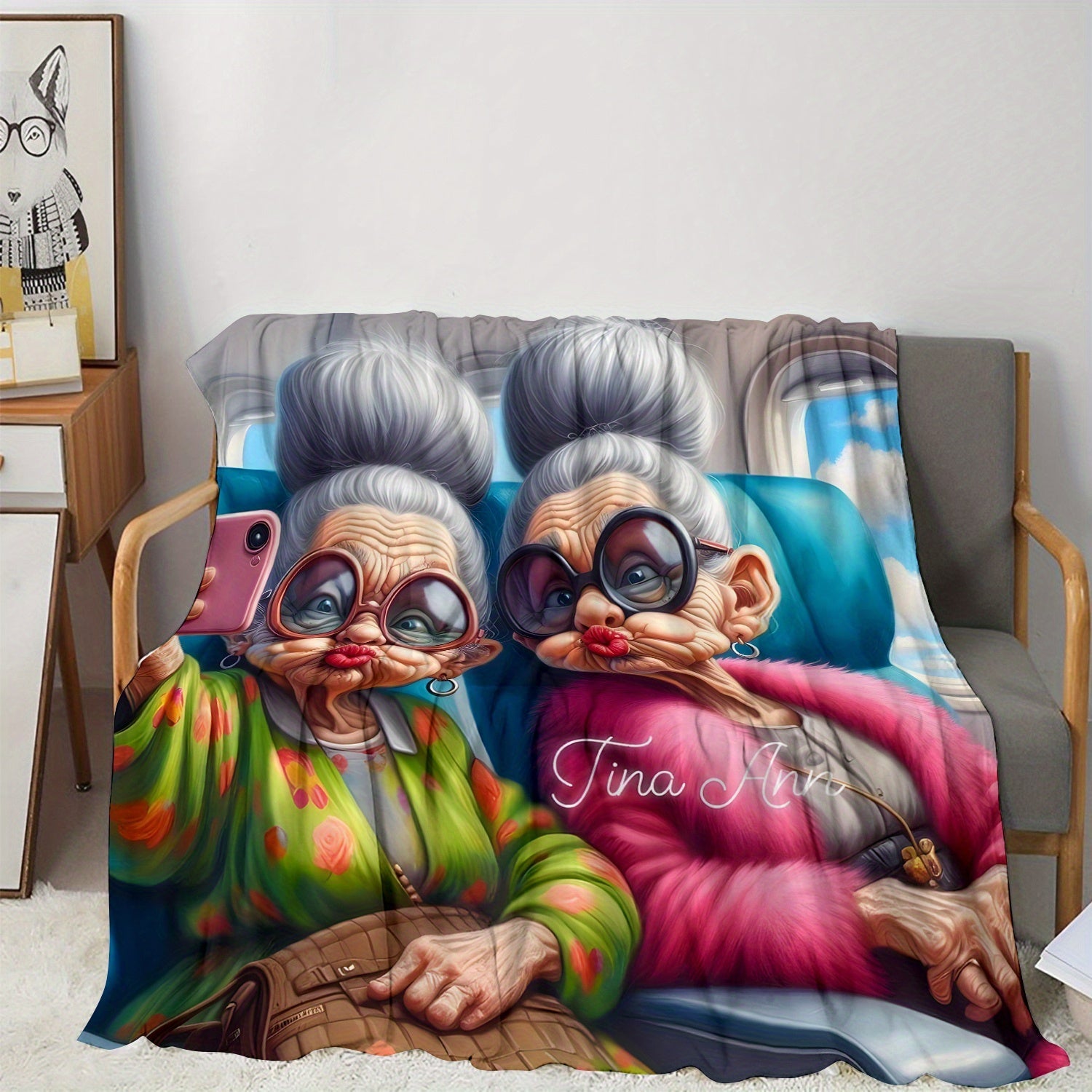 Modern Digital Print Flannel Throw Blanket Cozy Soft Lightweight for All Seasons