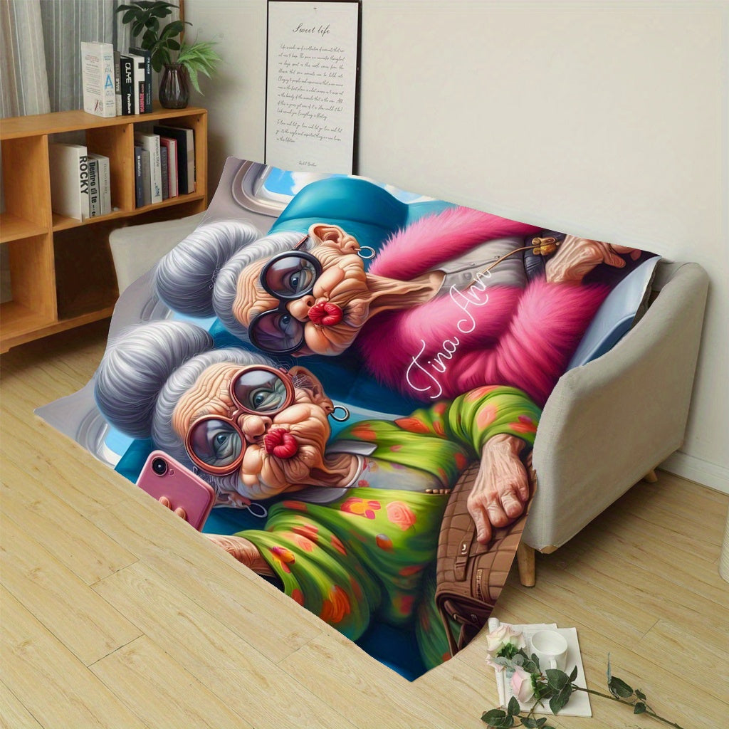 Modern Digital Print Flannel Throw Blanket Cozy Soft Lightweight for All Seasons