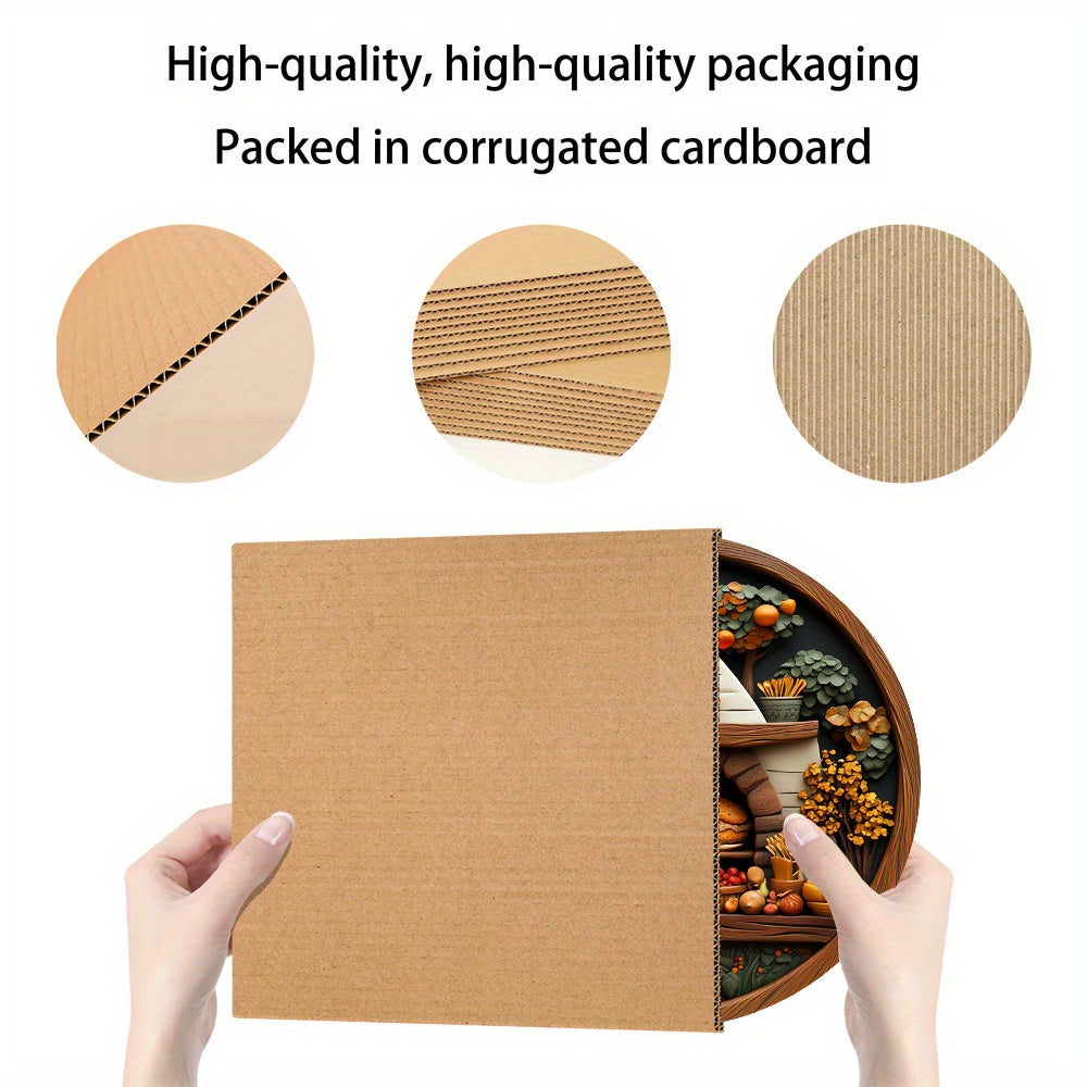 Round Aluminum Wall Fireplace Decor 20cm with Wooden Detailing No Electricity