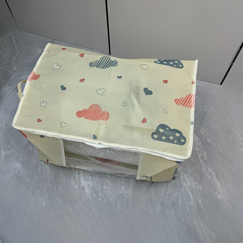 Klassik bulut yostiq qopqog'i saqlash sumkasi, zip bilan va shaffof oynasi bilan, yostiq va qishki kiyimlar uchun