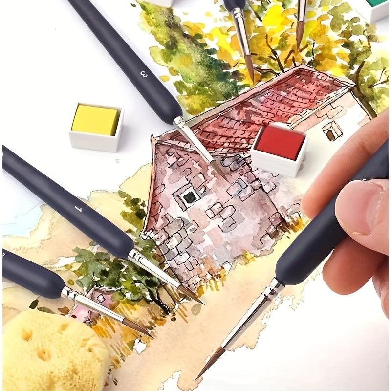 Set de 11 pinceles de línea fina con pelo de comadreja en miniatura para acuarela, óleo y acrílico