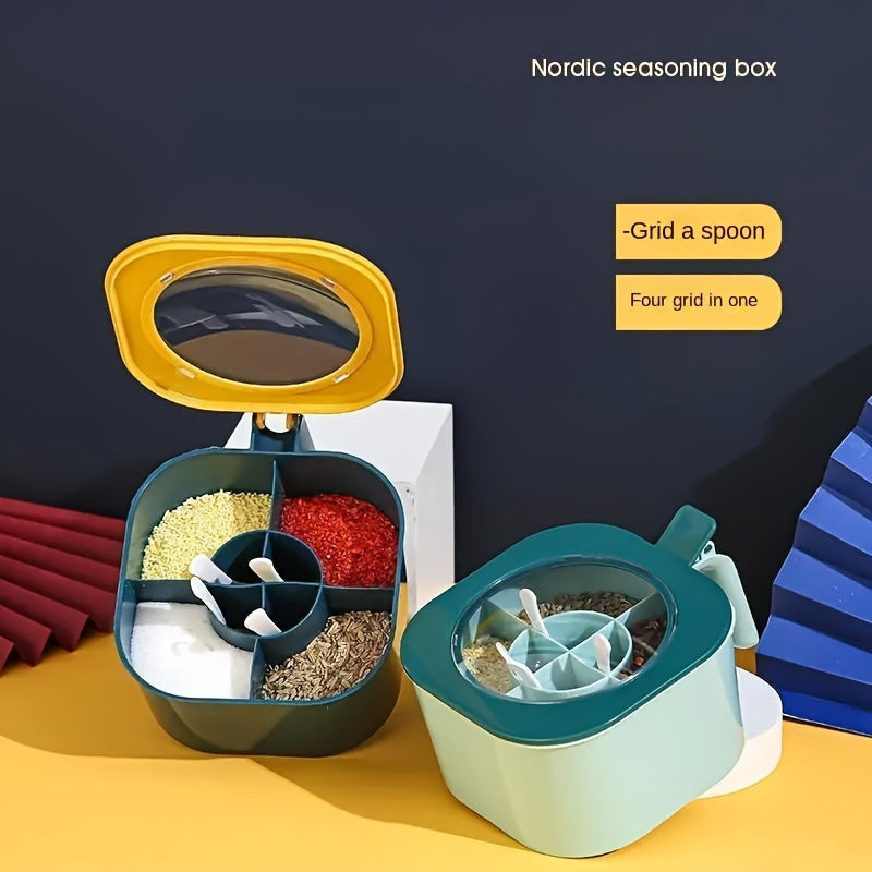 Large Capacity ABS Seasoning Storage Container Set with Lid and Spoon