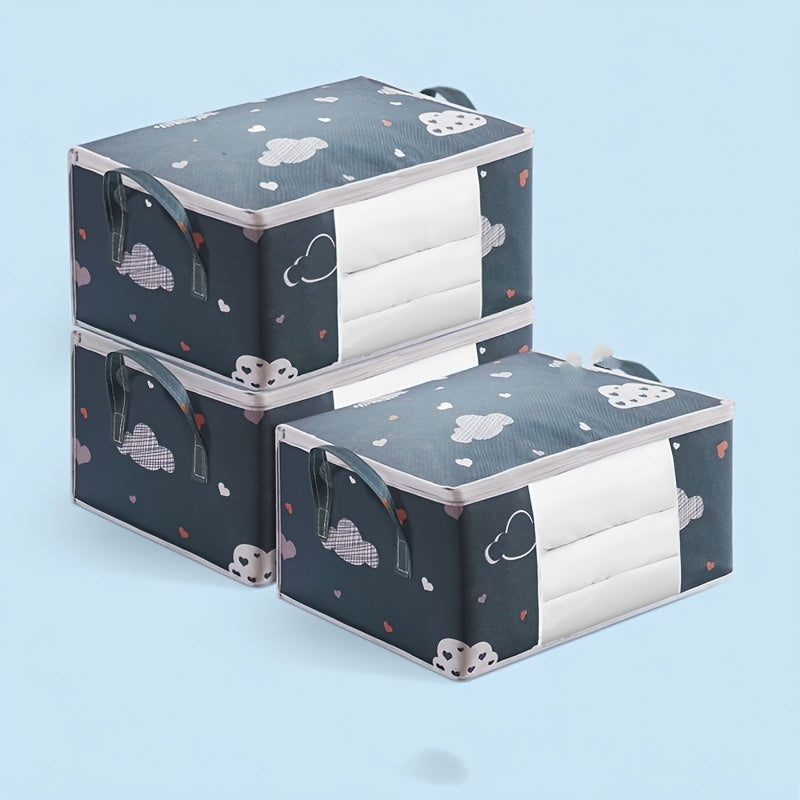 Klassik bulut yostiq qopqog'i saqlash sumkasi, zip bilan va shaffof oynasi bilan, yostiq va qishki kiyimlar uchun