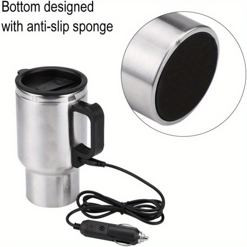 Portable Stainless Steel Travel Mug 455ml Car Heated Water Bottle Thermos
